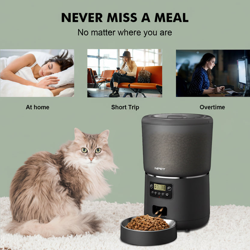4L Automatic Smart Pet Feeder with Stainless Steel Bowl, Custom Portions 1–9