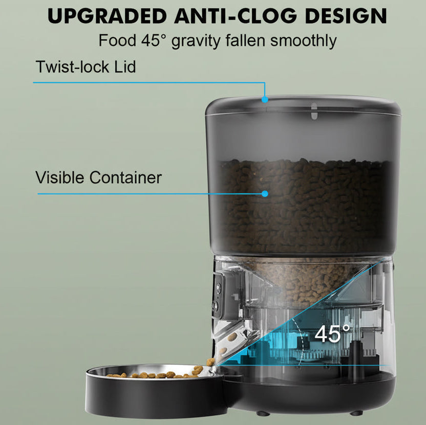 4L Automatic Smart Pet Feeder with Stainless Steel Bowl, Custom Portions 1–9